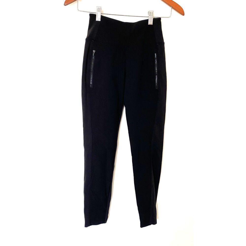 Athleta Black Headlands Hybrid Zippered Drawstring Tight Leggings Sz 0P - Picture 2 of 7